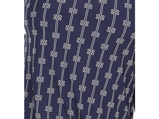 Charter Club Women's Petite Printed Split-Neck Top Blue Size Small