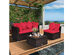 Costway 4 Piece Patio Rattan Wicker Furniture Set Cushioned Sofa Ottoman Garden - Red