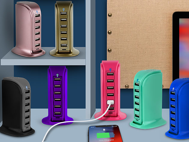 Power Tower 6-Port USB Charging Hub