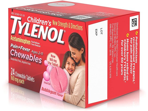 Tylenol Childrens Pain Plus Fever Chewable Tablets, Help Relieve Pain and Reduce Fever, Grape Flavor, 24 Count