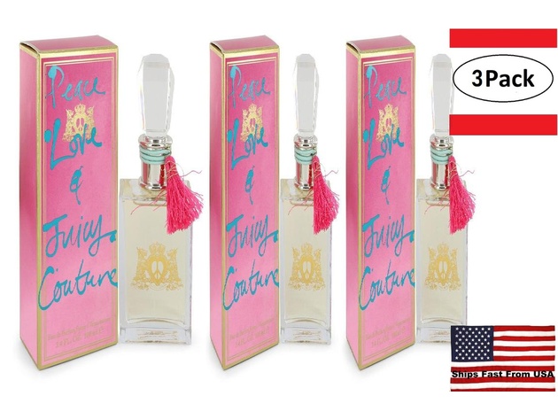 3 Pack Peace Love & Juicy Couture by Juicy Couture Eau De Parfum Spray 3.4 oz for Women