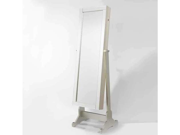 Radiant Cheval Mirror Jewelry Armoire Beige