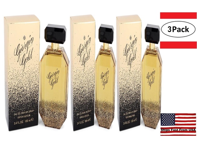 3 Pack Giorgio Gold by Giorgio Beverly Hills Eau De Parfum Spray 3.4 oz for Women