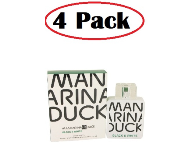 4 Pack of Mandarina Duck Black & White by Mandarina Duck Eau De Toilette Spray 3.4 oz