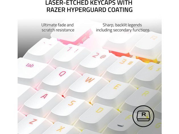 Razer DeathStalker V2 Pro Wireless Clicky Purple Optical Switch RGB Gaming Keyboard White (Refurbished)