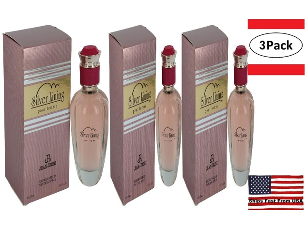 3 Pack Silver Lining by Jean Rish Eau De Parfum Spray 3.4 oz for Women