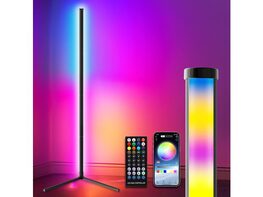 LED Corner Floor Lamp for Living Room, Adjustable RGB Color Changing Lamp with Remote and App Control