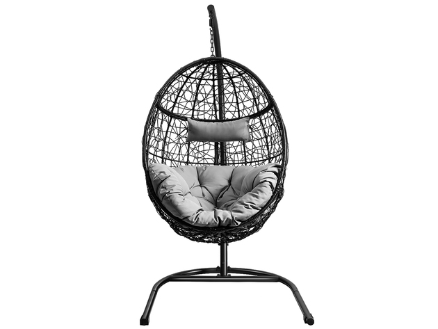 Costway Hammock Chair with Stand Hanging Cushioned Swing Egg Chair - Black