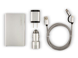 Metallic Complete Charging Collection + Micro USB & USB-C Cables (Silver)