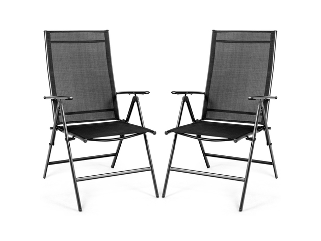 Costway Set of 2 Patio Folding Chair Recliner Adjustable  Black