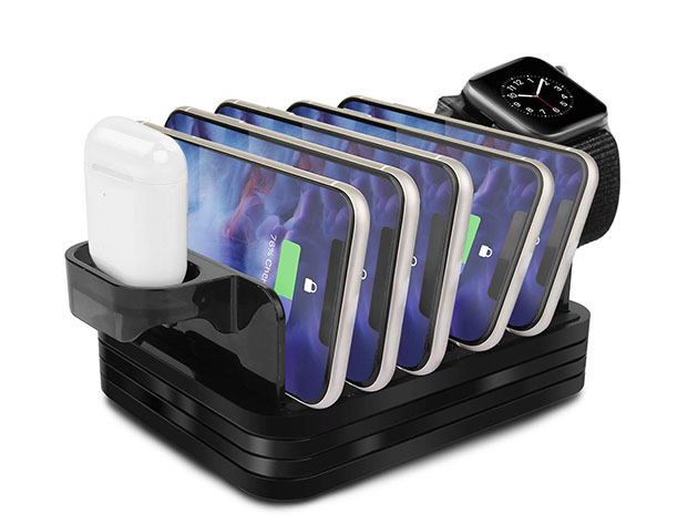 Standing Computer Charging iPM 3-in-1 Desktop Charging Stand 5-Port USB Charging Station | StackSocial