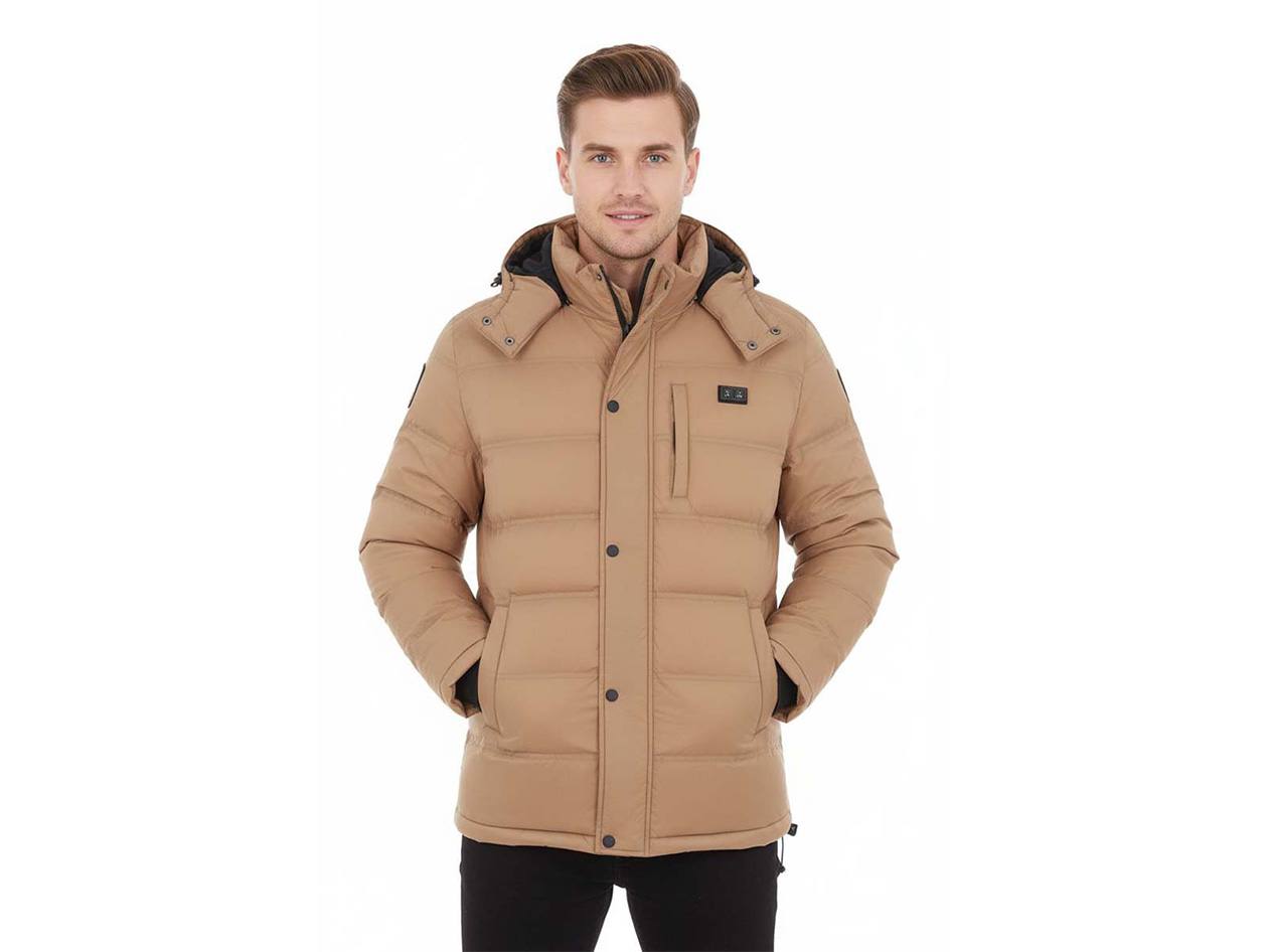 Men's Helios Hybrid Heated Coat wIth Power Bank (Tan/2XL)