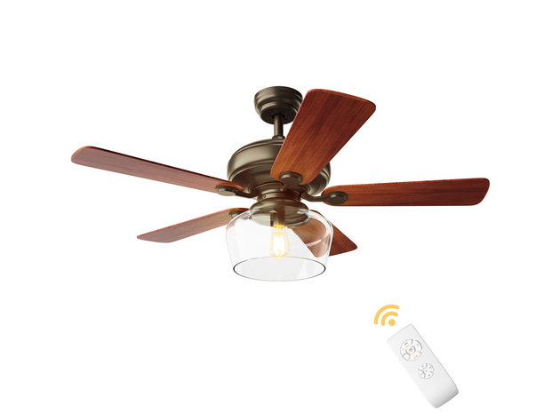 Costway 52" Vintage Ceiling Fan Light w/ Remote Control Reversible Blades Home Indoor - Brown