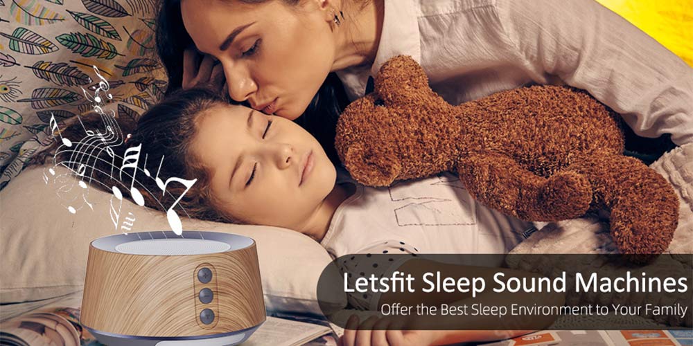 Letsfit White Noise Machine Sleep Therapy with 14 Soothing Soundtracks (Wood)