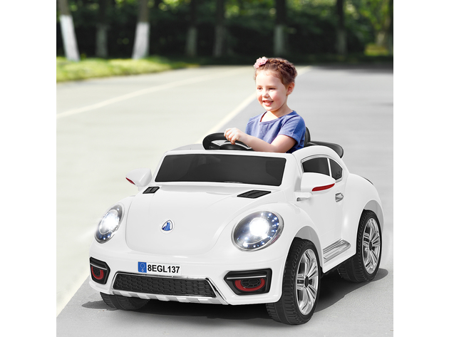 Costway Kids Electric Ride On Car Battery Powered Vehicle 3 Speed RC w/ LED Light - White