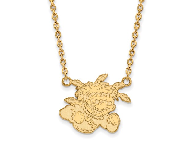 10k Yellow Gold Wichita State Large Shocker Pendant Necklace