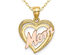 MOM Heart Pendant Necklace in 14K Yellow Gold with Chain