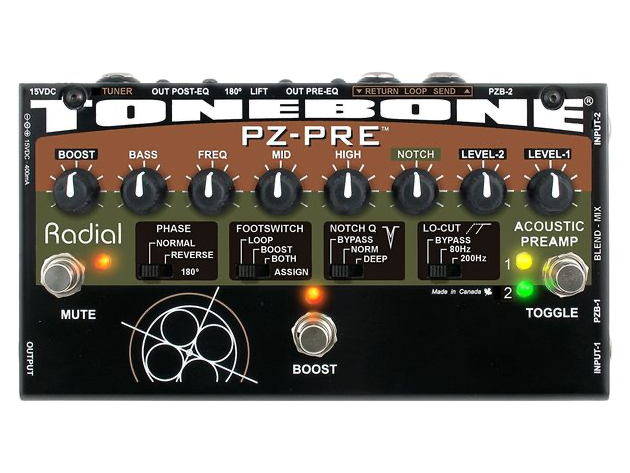Radial Engineering Tonebone PZ-Pre Acoustic Preamp Unique Mix Function - Black (Used, Damaged Retail Box)