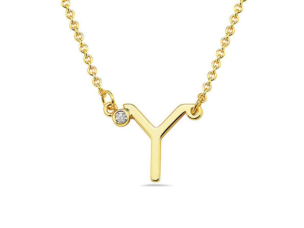 18K Gold Plated CZ Initial Necklaces - Y - Product Image