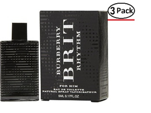 BURBERRY BRIT RHYTHM by Burberry EDT .17 OZ MINI for MEN ---(Package Of 3)