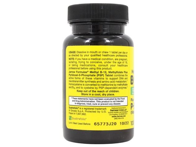 Jarrow Formulas - Methyl B12 & Methyl Folate Lemon - 100 Chewable Tablets