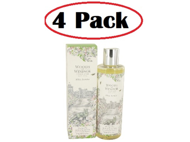 4 Pack of White Jasmine by Woods of Windsor Shower Gel 8.4 oz
