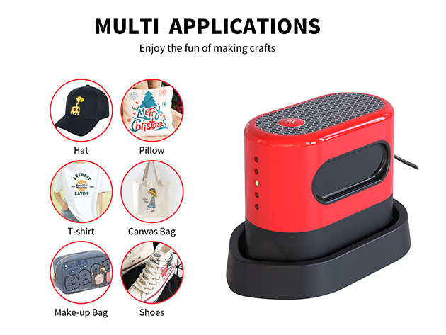 Portable Mini Easy Heat Press Machine Kit for T-Shirts, Bags, & Hats 