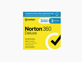 Norton 360 Deluxe: 25GB PC Cloud Backup for 3 Devices (15-Month Subscription)