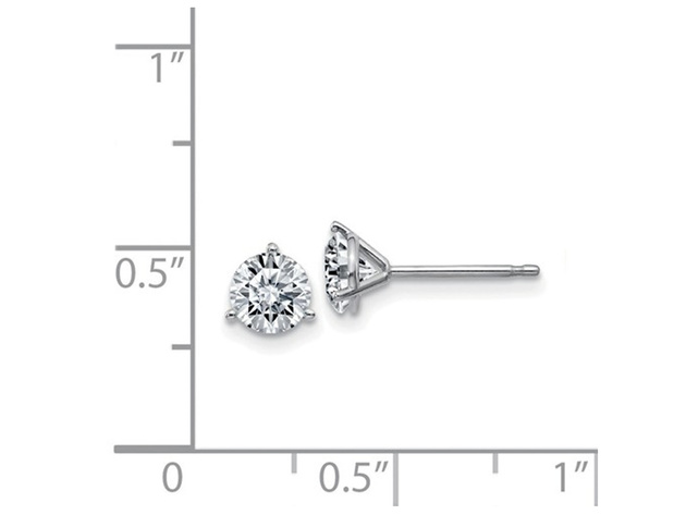 Synthetic Moissanite Martini Round Solitaire Earrings 0.88 Carat (ctw) (1.00 Ct. Diamond Look) 5.0mm in 14K White Gold