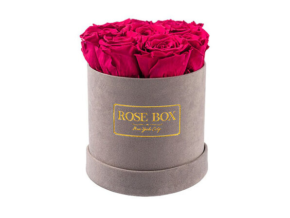 Small Gray Boxes with Ruby Pink Roses - Product Image