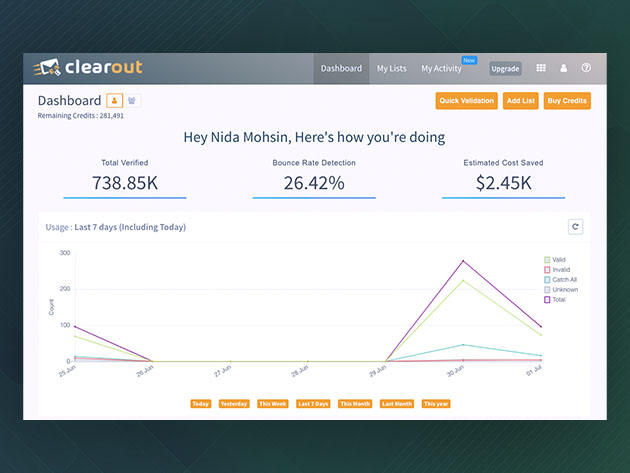 Clearout: Bulk Email Verification Service (Lifetime Subscription)