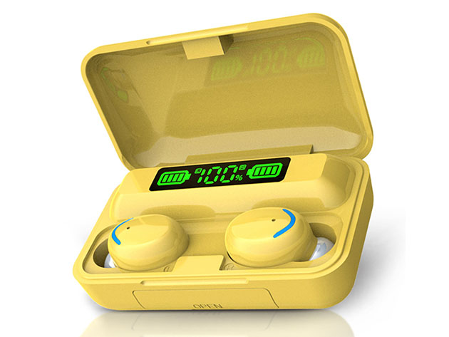 Flux 7 TWS Earbuds with Wireless Charging Case & Power Bank (Yellow)
