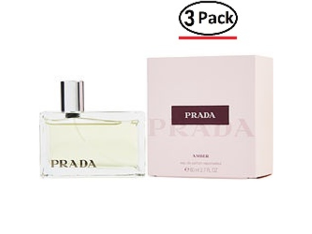 Prada By Prada Eau De Parfum Spray 2.7 Oz (Amber) For Women (Package Of 3)