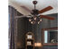 Costway 52'' Vintage Rustic Ceiling Fan Light w/ 5 Reversible Blades Pull Chain Home Antique Bronze