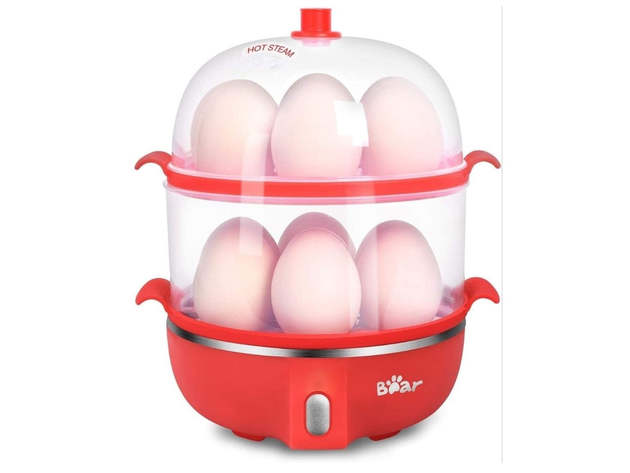 7-Egg Automatic Easy Egg Cooker, Steamer, Poacher (Red)