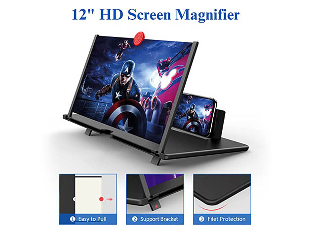 12" 3D HD Mobile Phone Magnifier Projector Screen (White)