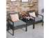 Costway 3PC Patio Rattan Furniture Set Coffee Table Conversation Sofa Cushioned Gray - Black