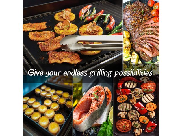 Grill Mats 100% Non Stick Black Grill Mats - Reusable & Easy to Clean