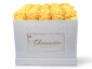 Large Square White Velvet Box (25 roses) - Yellow
