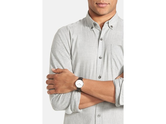 Daniel Wellington Classic York Men's Leather Strap Quartz Watch, Designed to be Thin and Elegant, 36mm, Dark Brown/Silver (New Open Box)