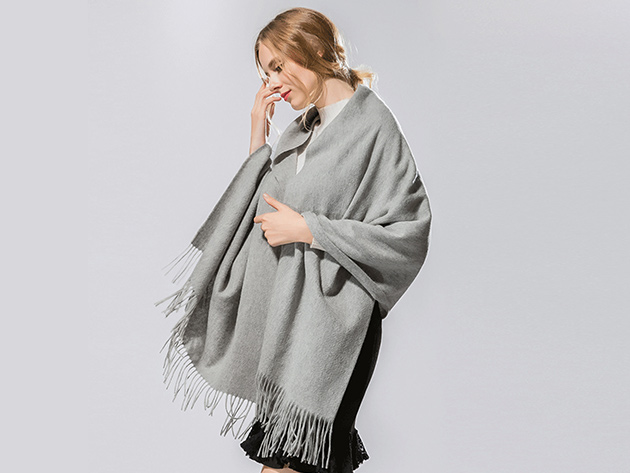 Lavisha Cashmere-Blend Shawl (Heather Grey)