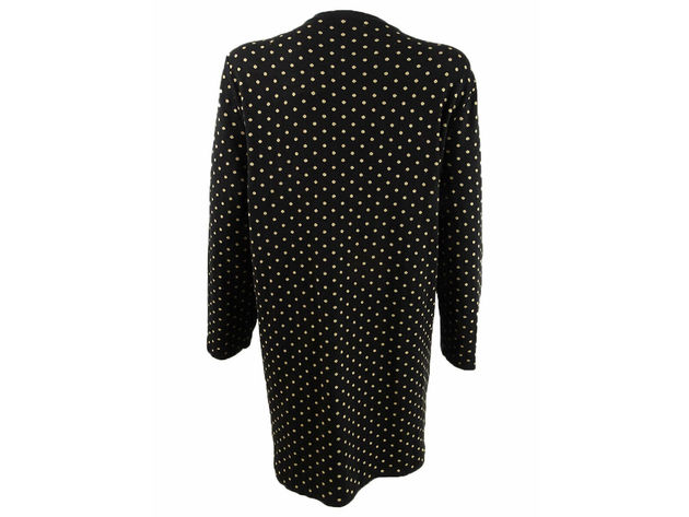 Anne Klein Women's Black Polka Dot Long Sleeve Open Cardigan Sweater Black Size Medium