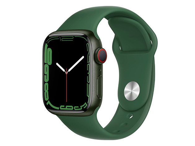 Apple Watch Series 7 (2021) Aluminum With Silicone Band - 45mm/Green (Refurbished Grade A: GPS + Cellular)