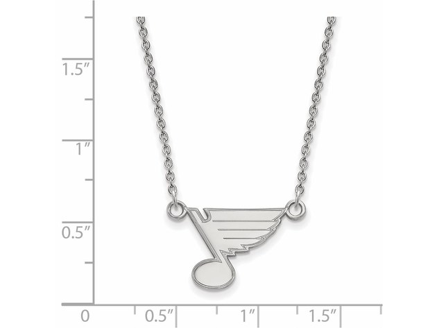 14k White Gold NHL St. Louis Blues Small Necklace, 18 Inch