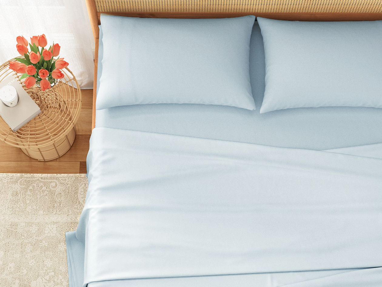 4-Piece Pre-Washed Microfiber Sheet Set (Blue/Queen)