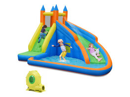 Goplus Inflatable Water Slide Mighty Bounce House Jumper Castle Moonwalk W/ 735W Blower - Blue
