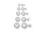 5 Pairs Multi-sized Ball Stud Earrings Silver
