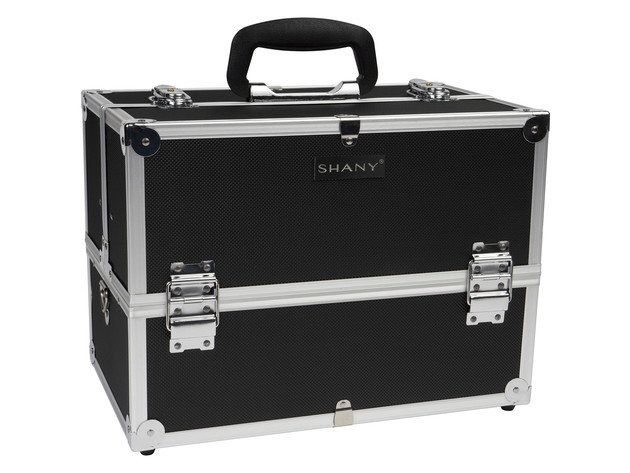 SHANY Essential Pro Makeup Train Case with Shoulder Strap and Locks - JET BLACK