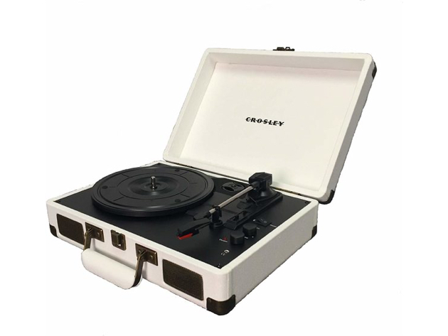 Crosley CR8005D-SU Cruiser Deluxe Portable 3-Speed Turntable Bluetooth - White (New, Damaged Retail Box)