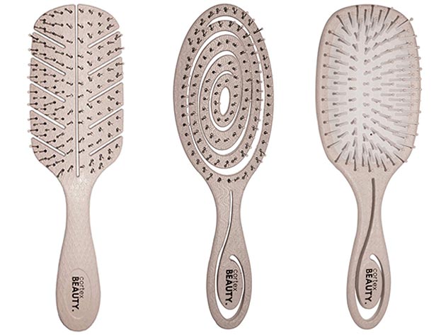 Eco-Friendly 3-Piece Hair Brush Set (Tan)